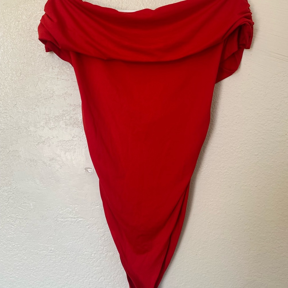 Elegant Red Off-Shoulder blouse